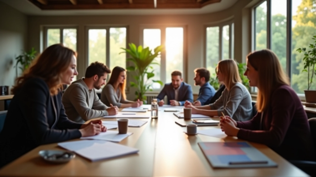 Workshop di innovazione con team che collabora attorno a tavolo con diagrammi e idee creative scritte su carta